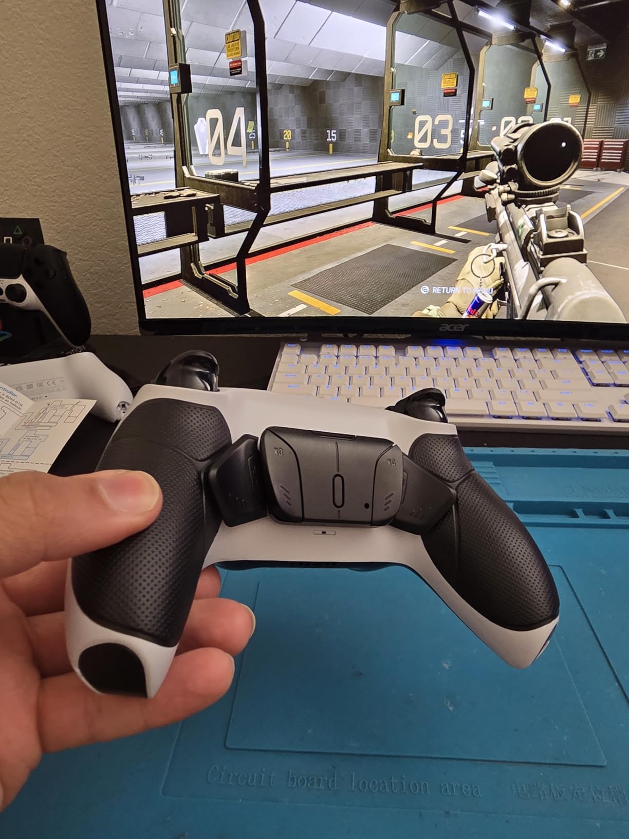 eXtremeRate White Rubberized Grip Programable RISE4 Remap Kit for PS5 Controller BDM-010 BDM-020 Models, Upgrade Board & Redesigned Back Shell & 4 Back Buttons for PS5 Controller customer photo 2