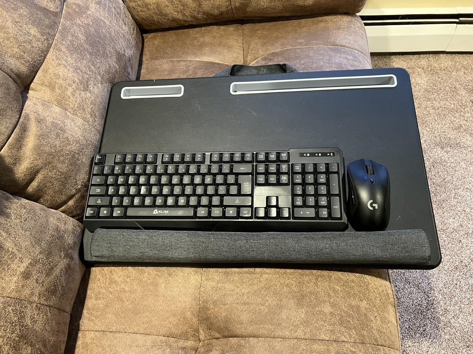 Extra Large Lap Laptop Desk - Full PU Material Mouse Pad Gaming Tray - Portable LapDesk with Phone Holder & Wrist Rest for Notebook, MacBook, Tablet, Bed, Sofa customer photo 2