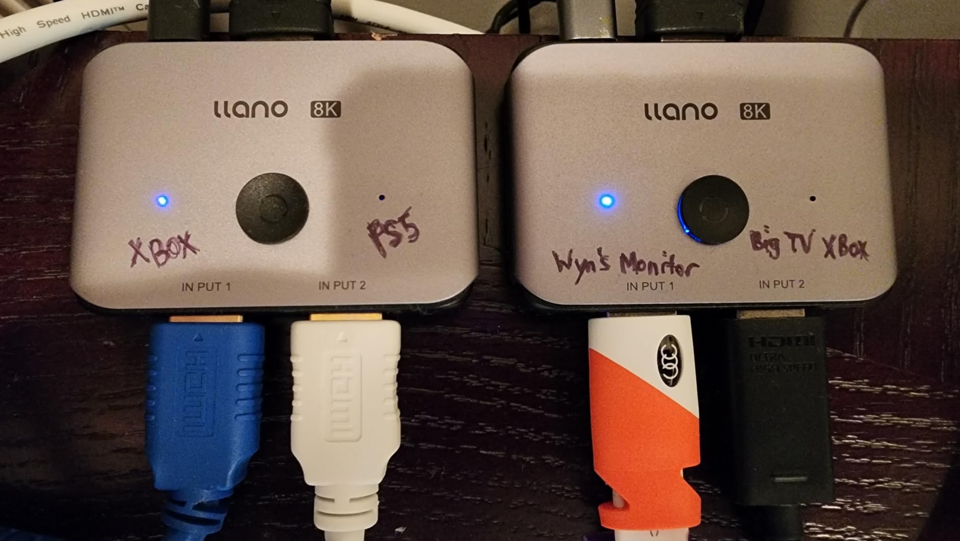 llano HDMI 2.1 Switch 2 in 1 Out 8K@60Hz 4K@120Hz, HDMI Switcher 48Gbps Bidirectional, Supports VRR HDR10 Dolby Atmos, for PS5 Xbox Apple TV Roku Switch 2, Aluminum Alloy Case customer photo 1