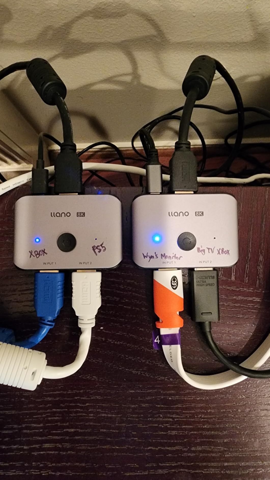 llano HDMI 2.1 Switch 2 in 1 Out 8K@60Hz 4K@120Hz, HDMI Switcher 48Gbps Bidirectional, Supports VRR HDR10 Dolby Atmos, for PS5 Xbox Apple TV Roku Switch 2, Aluminum Alloy Case customer photo 2