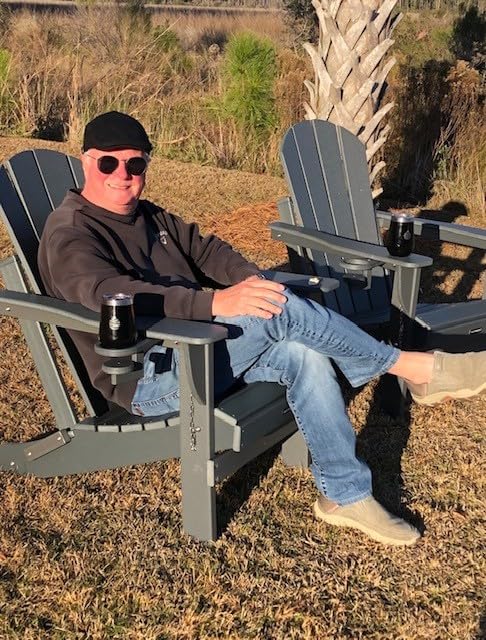 Folding Adirondack Chairs, Patio Chairs, Lawn Chairs, Outdoor Chair, Adirondack Chair Plastic, Fire Pit, Weather Resistant with Cup Holder for Deck, Backyard, Garden (Gray) customer photo 2