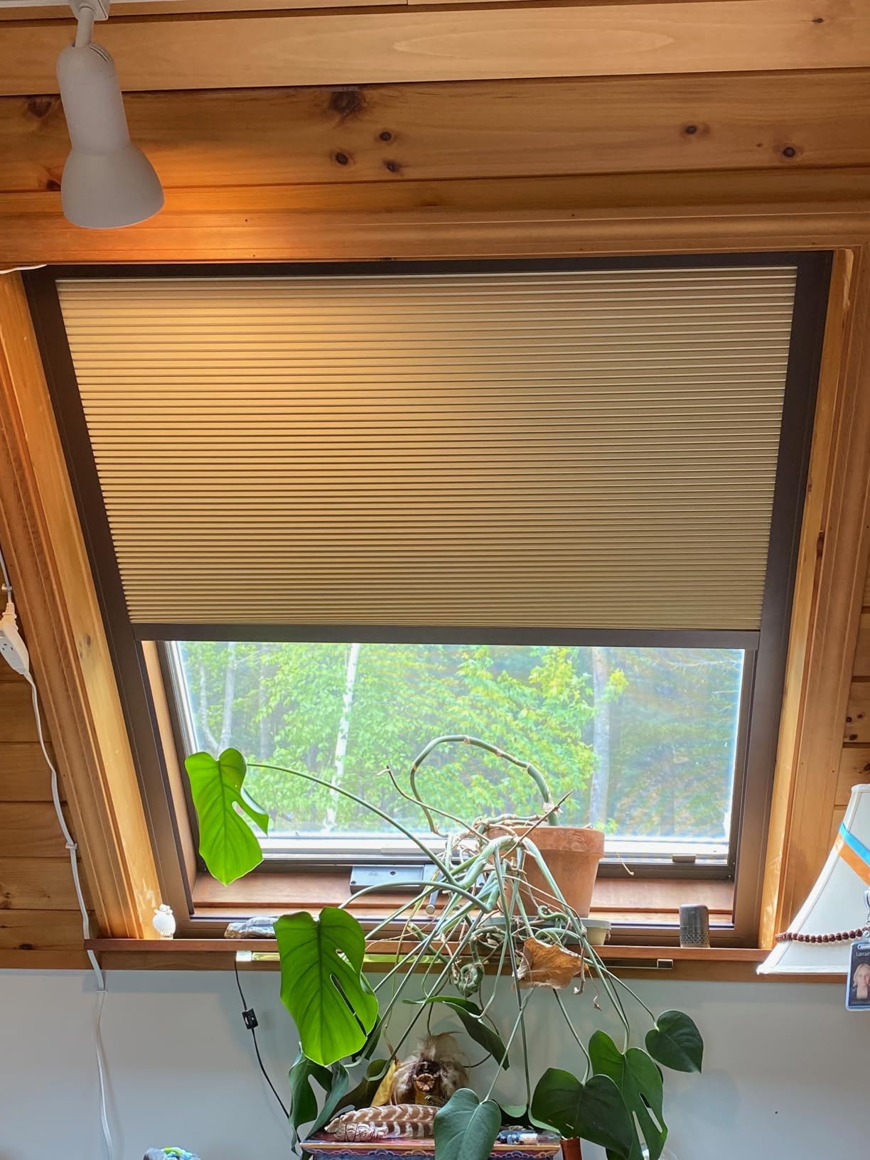 Motorized Blackout Skylight Cellular Shades (93021A Off White) | Light blocking | Custom fit for skylight & sloped windows | Honeycomb insulation | Remote control | Smart control via hub customer photo 2