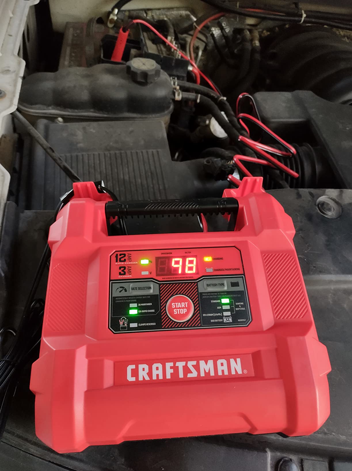 CRAFTSMAN 12A Car Battery Charger and Maintainer, 4-in-1 Solution, Battery Tester, for 6V/12V Power Sport, Automotive, and Marine Batteries, CMXCESM258 customer photo 2