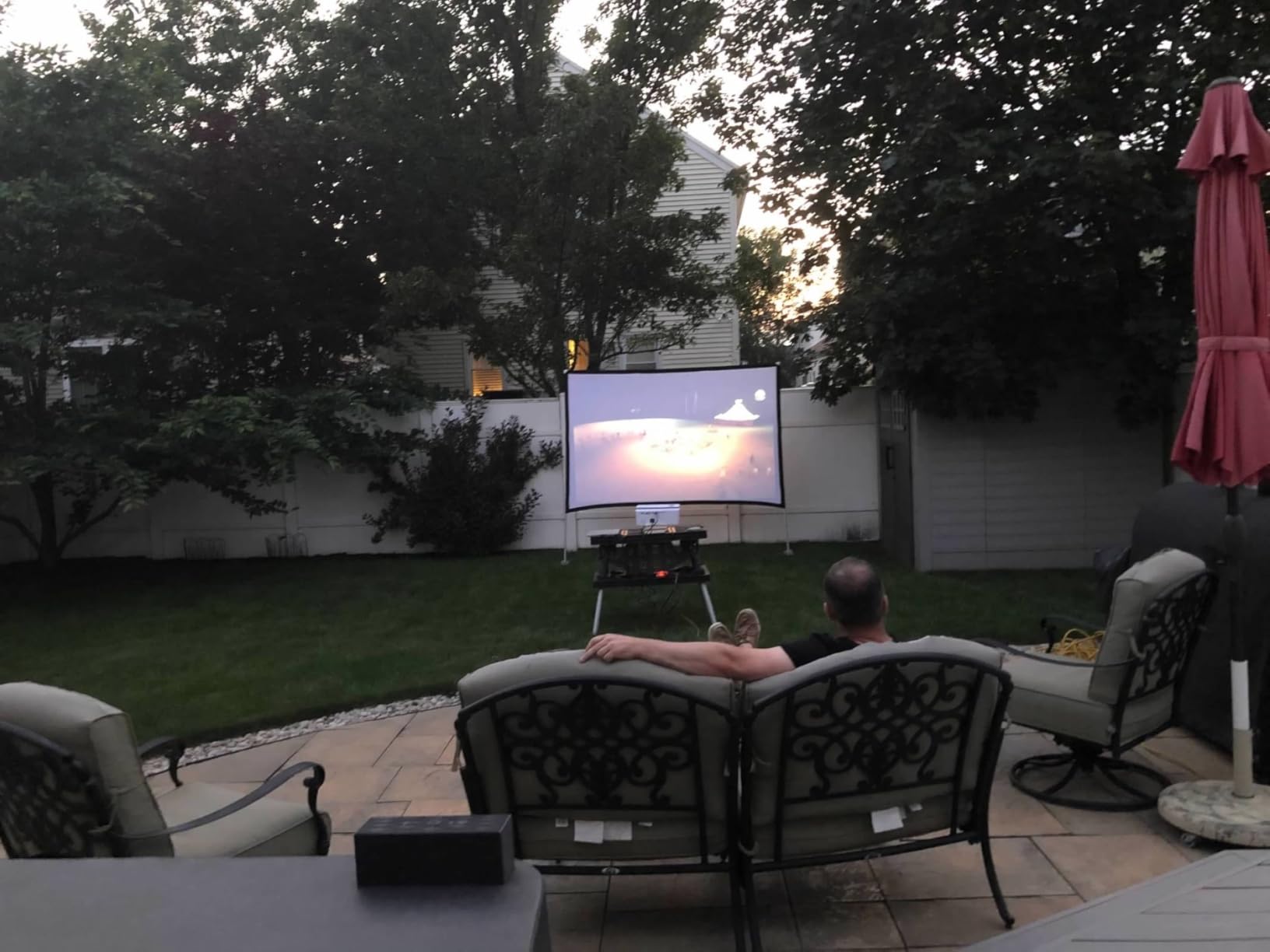 Portable Projector Screen Stand Outdoor: Movie Projection Screen 80 inch 4K HD16:9 Outside Screen with Carry Bag for Home Theater Backyard Cinema Travel Foldable Anti Crease customer photo 1