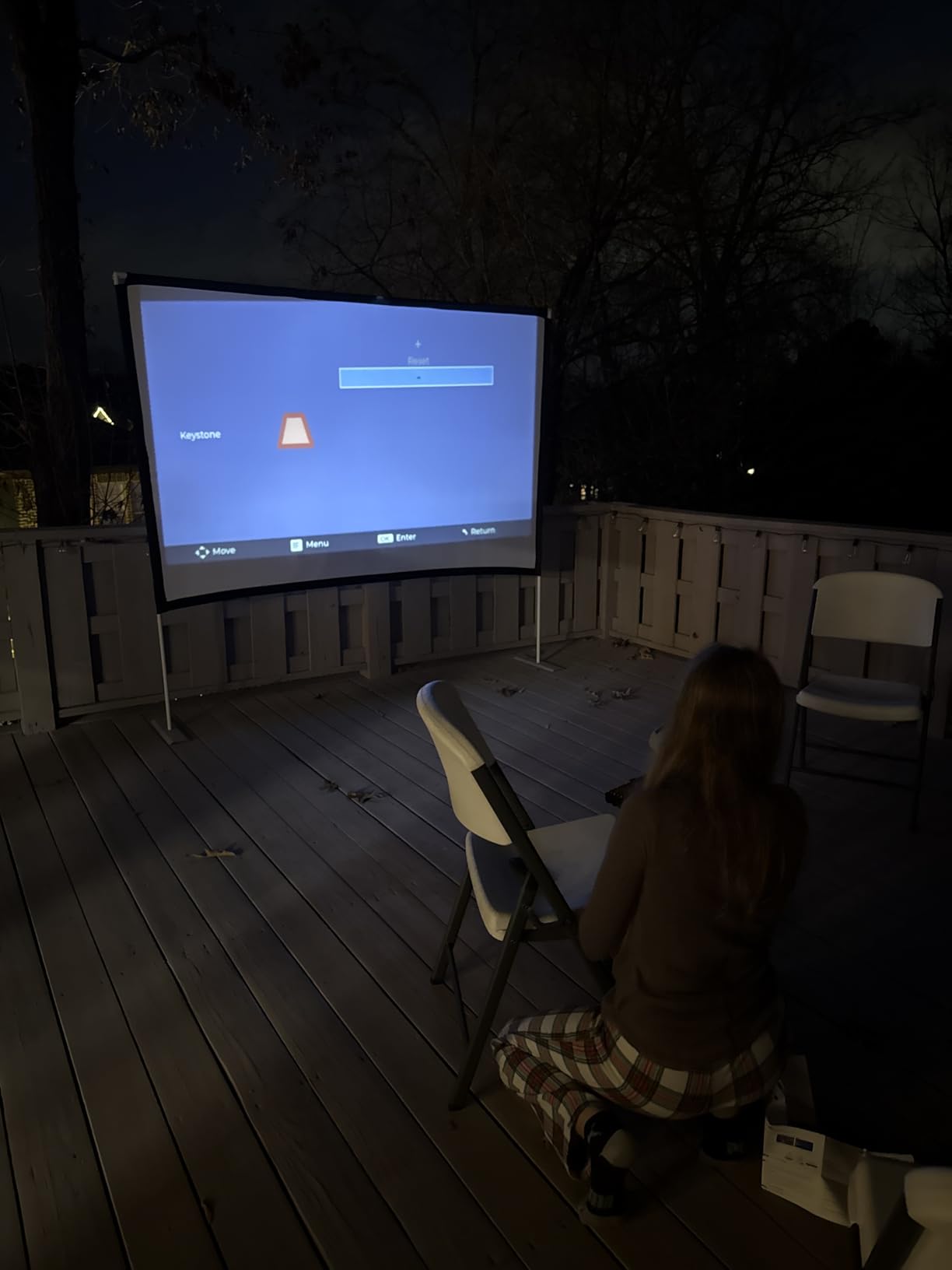 Portable Projector Screen Stand Outdoor: Movie Projection Screen 80 inch 4K HD16:9 Outside Screen with Carry Bag for Home Theater Backyard Cinema Travel Foldable Anti Crease customer photo 2