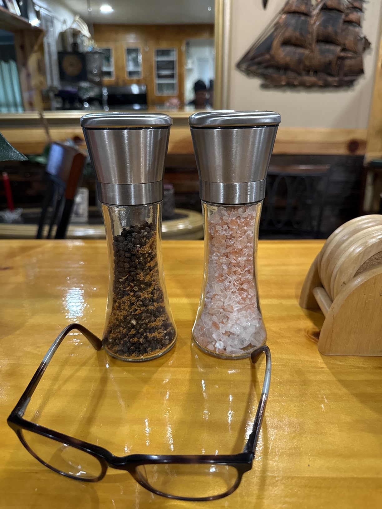 Premium Salt and Pepper Grinder Set of 2 - Two Refillable Stainless Steel Sea Salt & Spice Shakers with Adjustable Coarse Mills - Easy Clean Ceramic Grinders w/BONUS Silicone Funnel & Cleaning Brush customer photo 1
