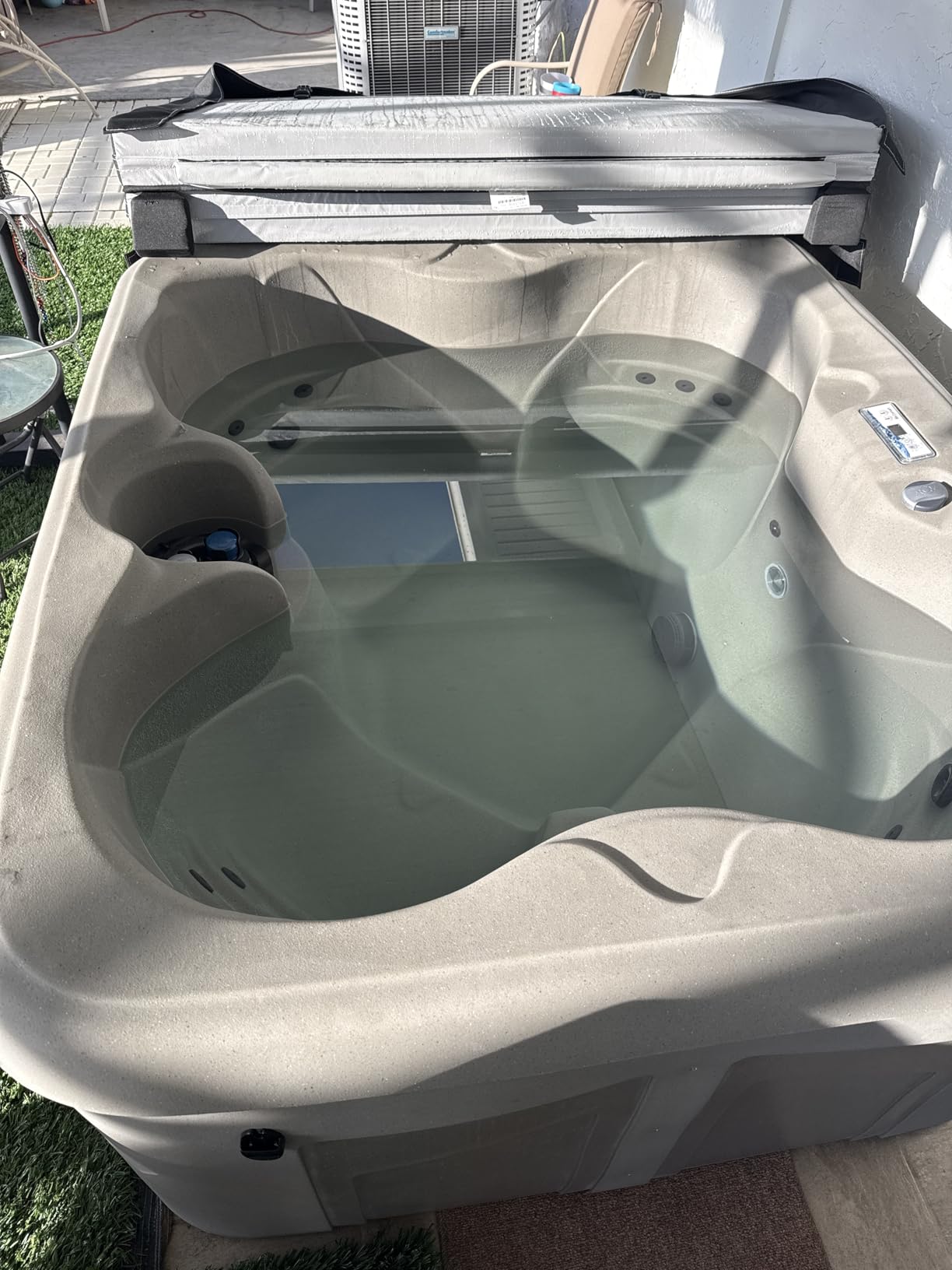 LifeSmart 4-Person Plug & Play Square Hot Tub with Thermal Cover, Sand - Home Outdoor Backyard Spa with 13 Jets and Underwater LED Light customer photo 1