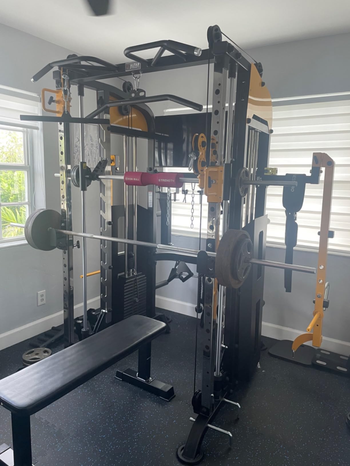 Altas Strength 3061B Smith Machine with Adjustable Lever Arms, 2:1 Pulley Ratio All-in-One Home Gym System, Commercial Grade Squat Rack with Dual 440lbs Weight Stacks & Attachment (Safe Solo Training) customer photo 1