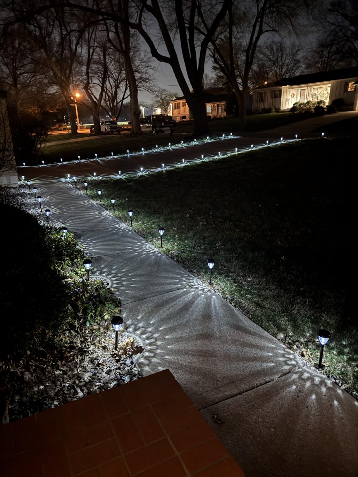 DenicMic Solar Lights Outdoor 10 Pack Waterproof 6000K Cold White LED Stainless Steel Stake Outside Lights for Yard Pathway Garden Driveway Walkway Landscape Path Lighting customer photo 2