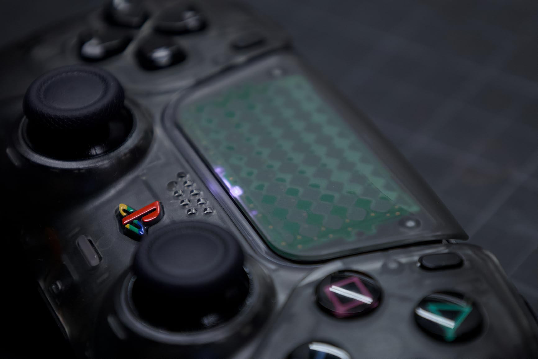 eXtremeRate Full Set Shell with Buttons Touchpad Cover, Clear Atomic Purple Custom Replacement Decorative Trim Shell Front Back Plates Compatible with p s 5 Controller BDM-010 BDM-020 Models customer photo 2