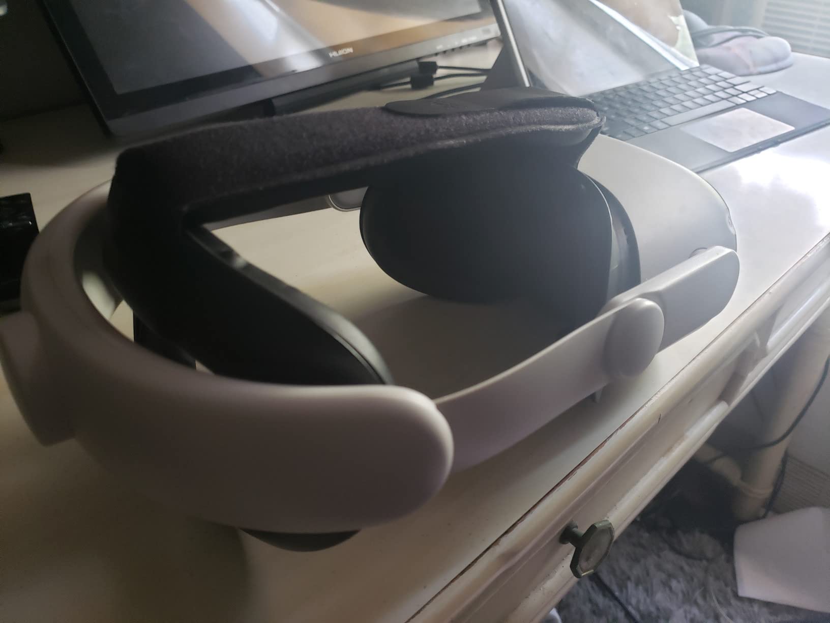 VR Cover Fitness Facial Interface Bracket & Foam Comfort Replacement with Lens Protector Cover for Oculus/Meta Quest 2 (Dark Blue & Black + Comfort Foam) customer photo 2