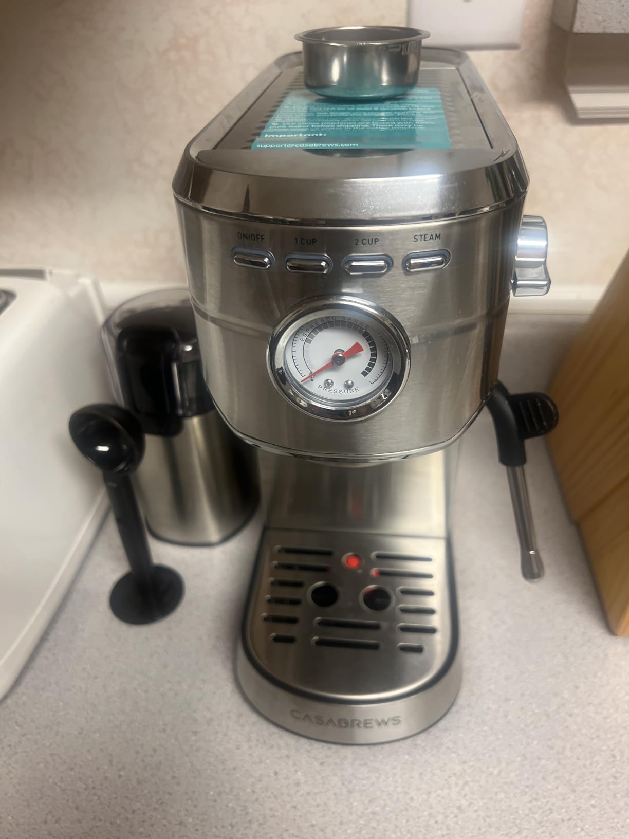 CASABREWS CM5418 Espresso Machine 20 Bar, Compact Espresso Maker with Steam Milk Frother, Stainless Steel Coffee Machine with 34oz Removable Water Tank for Cappuccino, Small Latte Machine, Silver customer photo 2