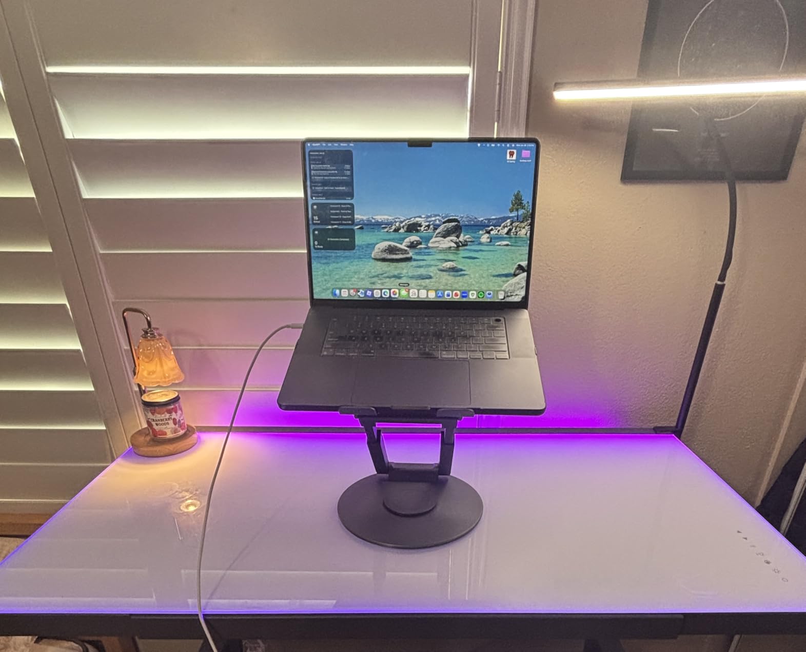 tounee Telescopic Laptop Stand for Desk with 360 Degree Swivel Base, Sit to Stand, Height Adjustable, Portable Riser Holder for Good Posture, Compatible with MacBook Pro, All Laptops 10-17