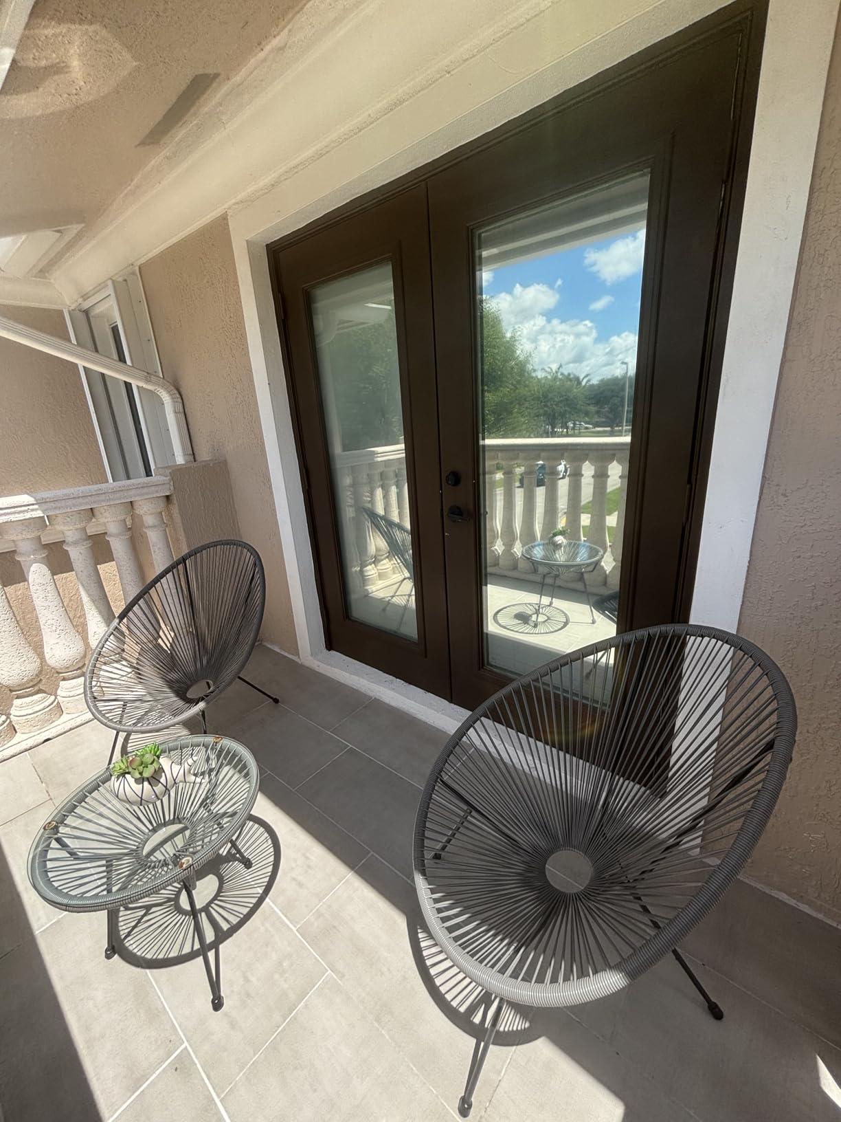 Best Choice Products 3-Piece Outdoor Acapulco All-Weather Patio Conversation Bistro Set w/Plastic Rope, Glass Top Table and 2 Chairs - Natural customer photo 1