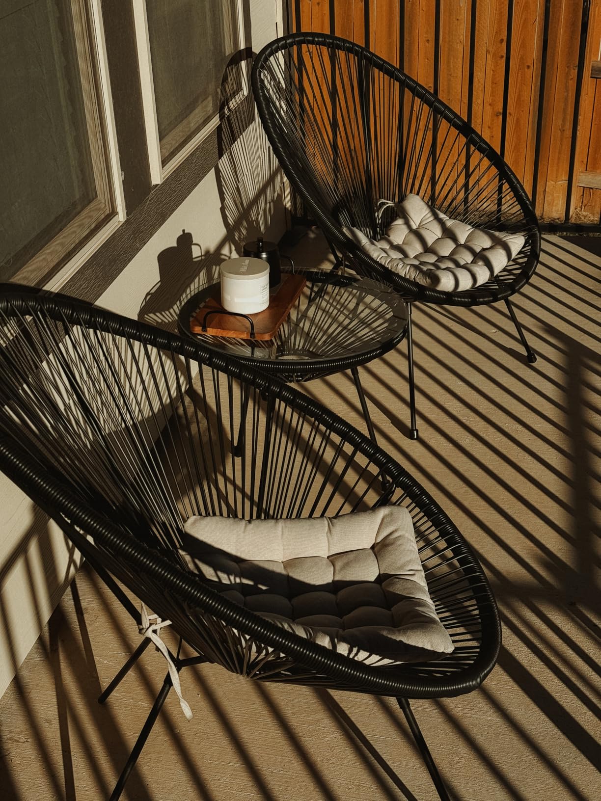 Best Choice Products 3-Piece Outdoor Acapulco All-Weather Patio Conversation Bistro Set w/Plastic Rope, Glass Top Table and 2 Chairs - Natural customer photo 2