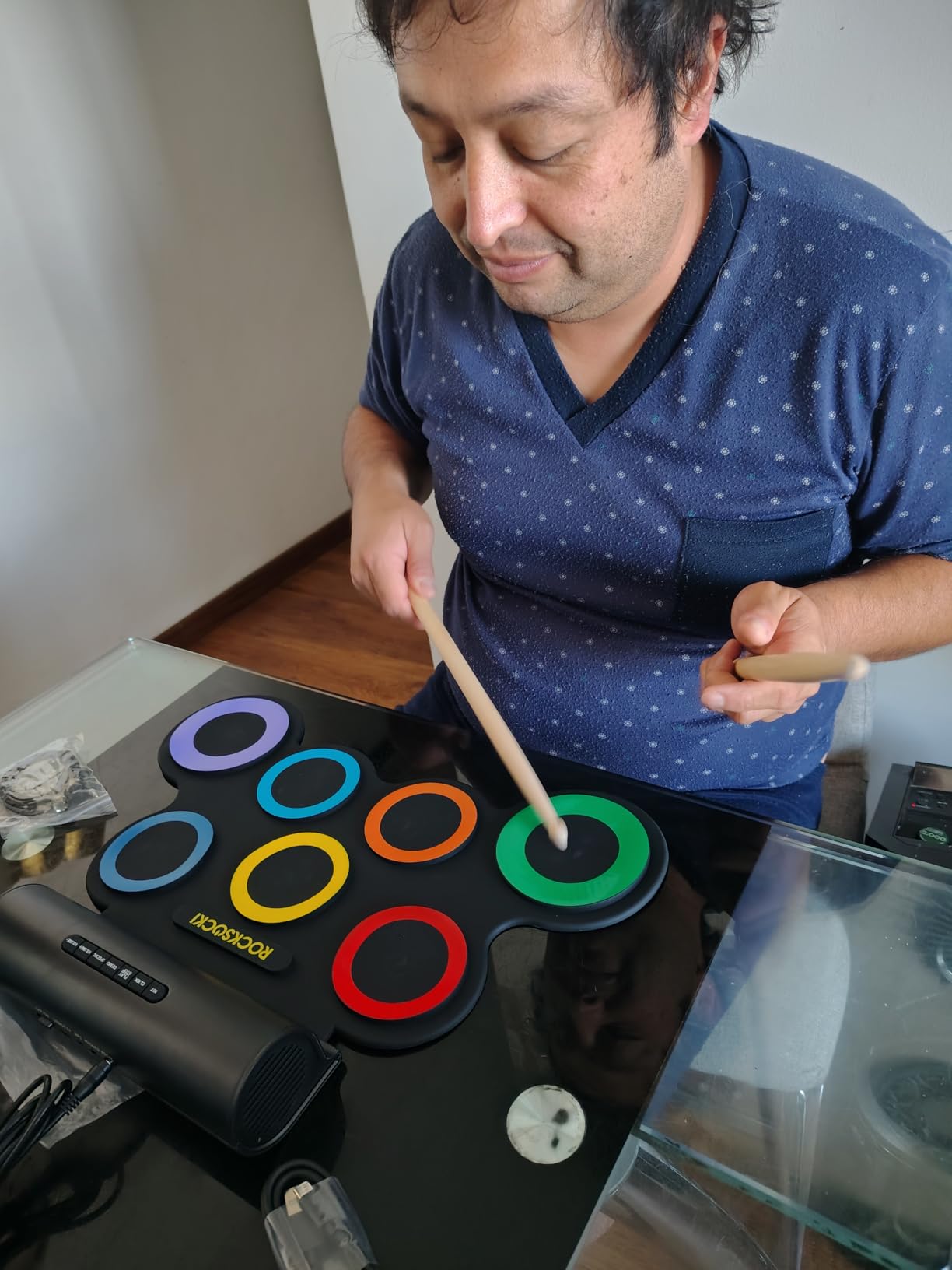 ROCKSOCKI Electric Drum Set 9-Pad With Headphone, Bigger Roll-up Drum Pad USB MIDI Game, Built-in Speaker, Drum Sticks, Foot Pedals 10 Hours Playtime Holiday Xmas Birthday Gift for Kids customer photo 2