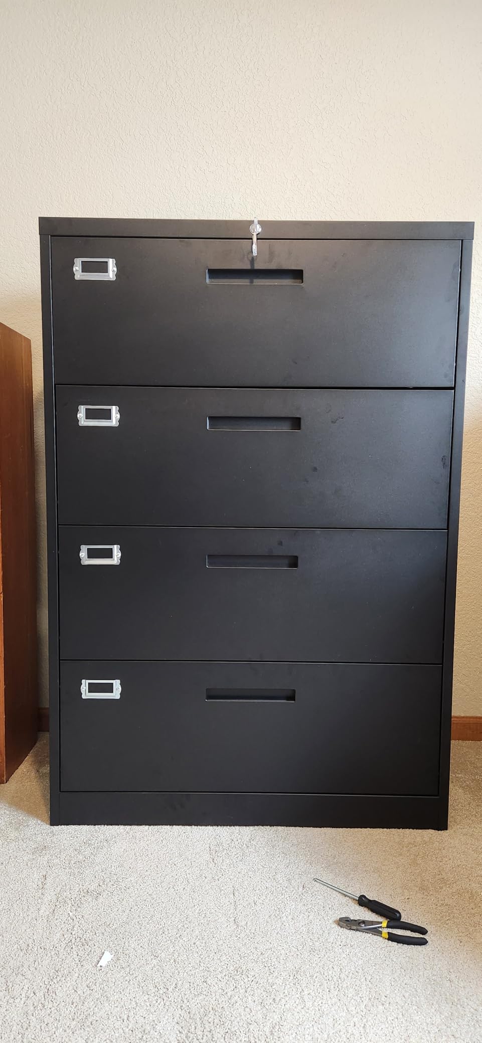 Letaya Lateral 3 Drawer File Cabinets with Lock, Metal Filing Storage Vertical Cabinets,Home Office Furniture for Organization Hanging Letter/Legal/F4/A4(Black) customer photo 2