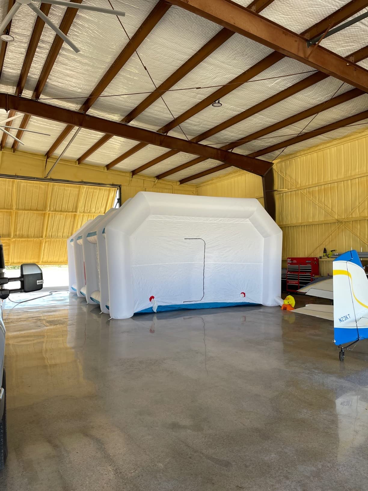 Inflatable Spray Paint Booth 26x13x10Ft with 950W+750W Blowers for Cars, Auto Parts and Furnitures Painting, Portable Paint Booth with Upgraded High Efficient Air Exchange System customer photo 1