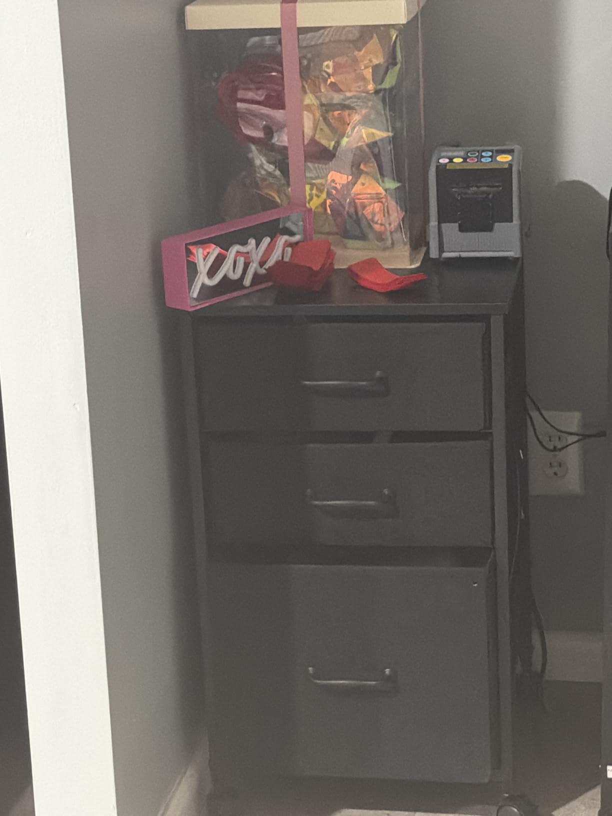 DEVAISE 2 Drawer Mobile File Cabinet, Rolling Printer Stand, Fabric Vertical Filing Cabinet fits A4 or Letter Size for Home Office, Rustic Brown Wood Grain Print customer photo 2