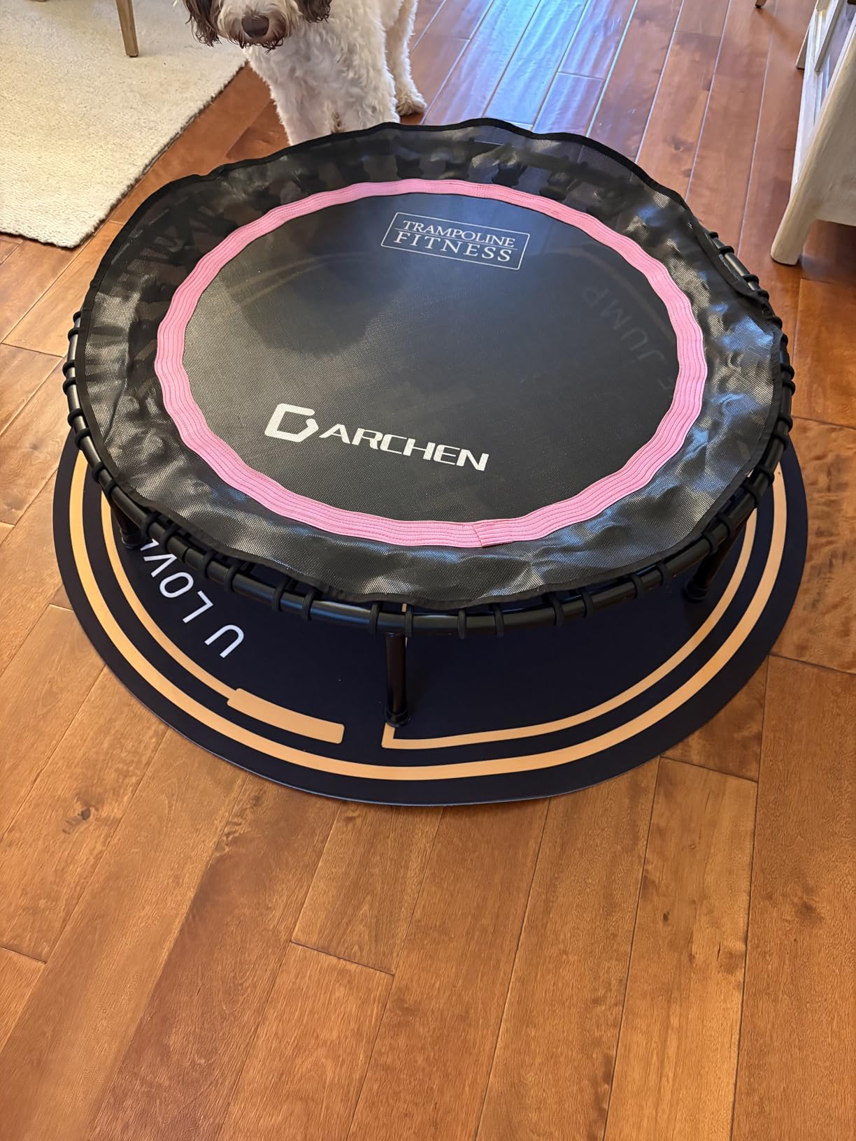 Nisorpa Jump Rope Mat 49'' Round Non-Slip Pad 1/4'' Thick Durable Workout Shock Absorbing for Skipping, Cardio, Cross Exercise, Gym - Black and Yellow customer photo 1