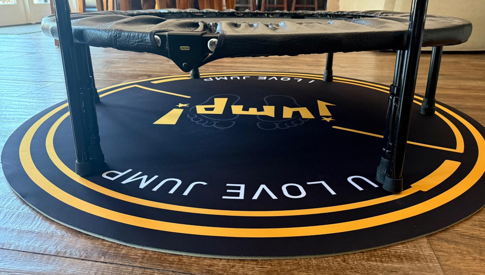 Nisorpa Jump Rope Mat 49'' Round Non-Slip Pad 1/4'' Thick Durable Workout Shock Absorbing for Skipping, Cardio, Cross Exercise, Gym - Black and Yellow customer photo 2