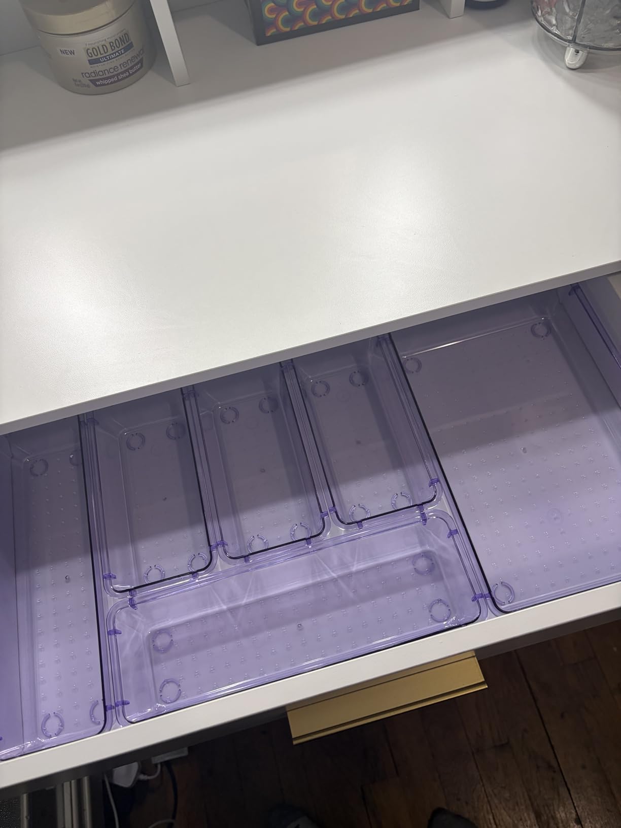 WOWBOX 25 PCS Clear Plastic Drawer Organizer Set, 4 Sizes Desk Drawer Divider Organizers and Storage Bins for Makeup, Jewelry, Gadgets for Kitchen, Bedroom, Bathroom, Office customer photo 1