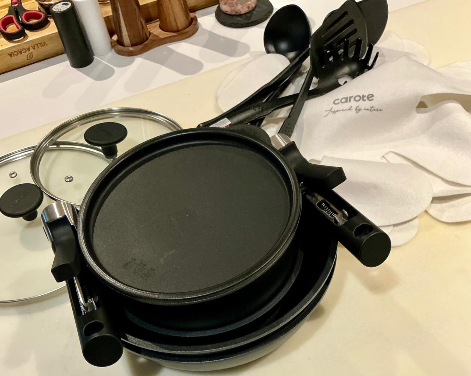 CAROTE 17pcs Pots and Pans Set, Nonstick Cookware Set Detachable Handle, Induction Kitchen Cookware Sets Non Stick with Removable Handle, RV Cookware Set, Oven Safe customer photo 1