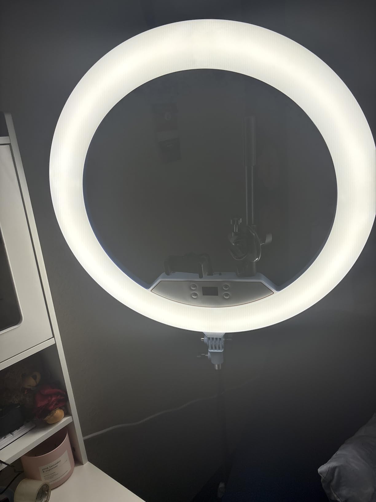 22'' Ring Light with 75'' Tripod Stand, LED Display/2 USB Ports/6500K Dimmable Ring Light for iPad Phone Holder for Tattoo Lash Live Makeup Video Recording TikTok Barber Stylist Photography customer photo 1