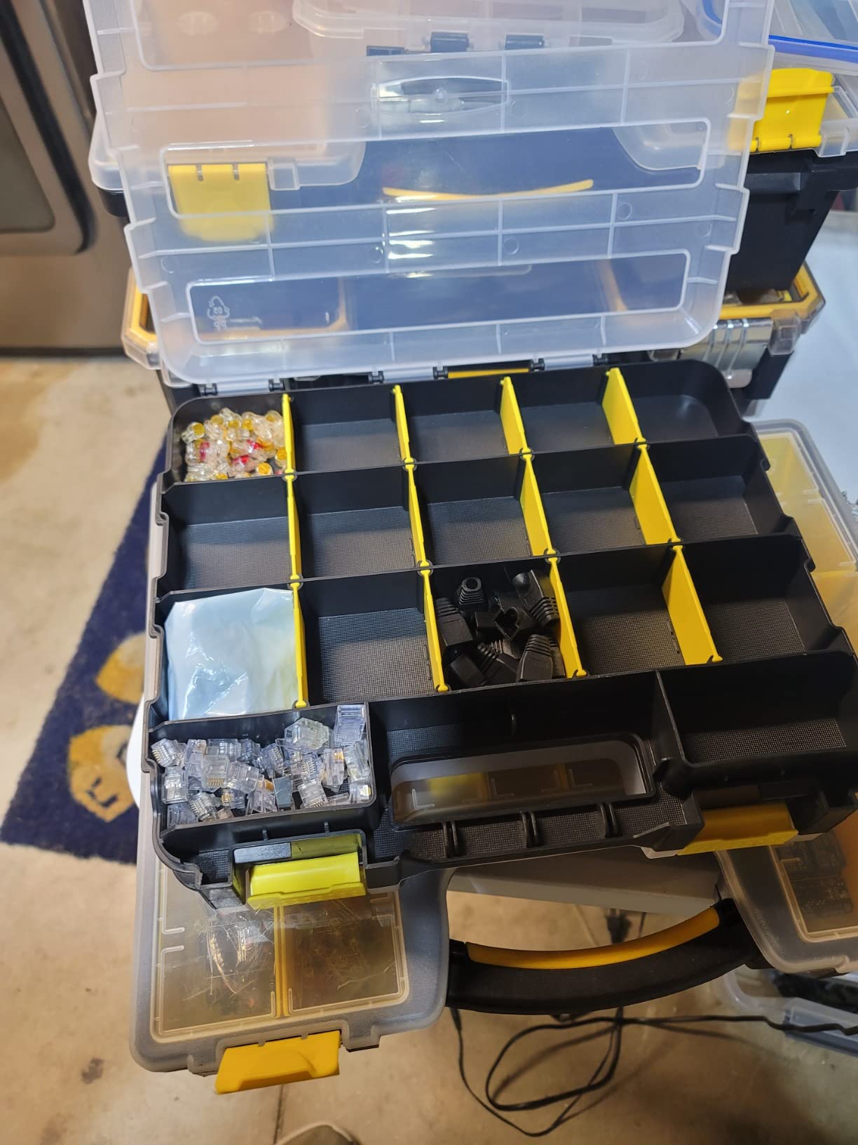 Hardware Organizer Box 34 Compartments Small Parts Organizer with Removable Dividers Durable Plastic Double Side Tools Box Screw Organizer For Nuts, Bolts, Screws, Nails, Small Hardware (Yellow) customer photo 1