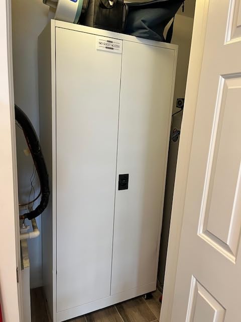 Yizosh Metal Garage Storage Cabinet with 2 Doors and 5 Adjustable Shelves - 71