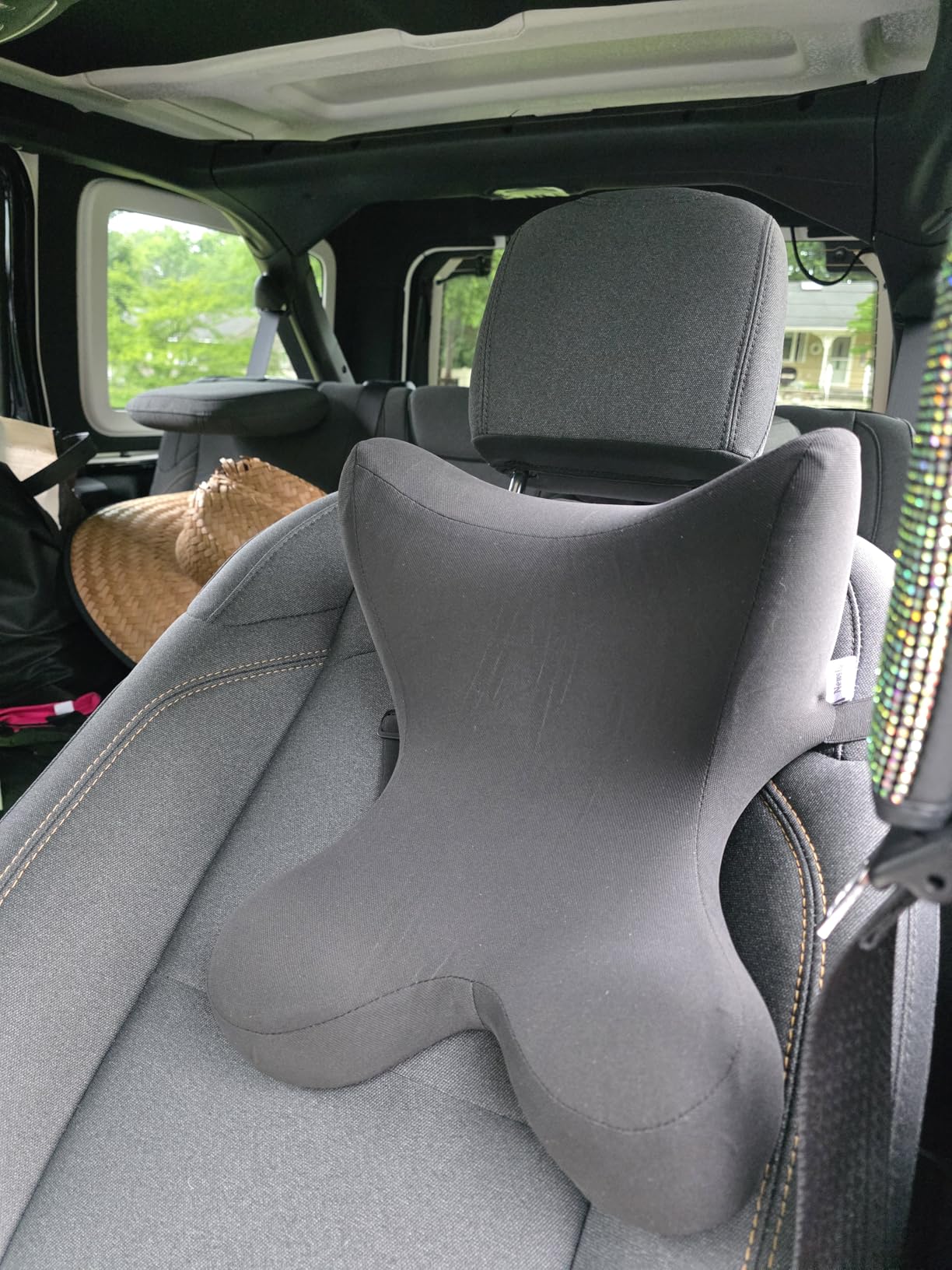 Car Neck Pillow for Driving Seat Car headrest Pillow/Gaming Chair Pillow with Adjustable Strap Removable Cover Ergonomic Design Neck Support Pillow for auto, Office Chair, Gaming Chair(Black) customer photo 1