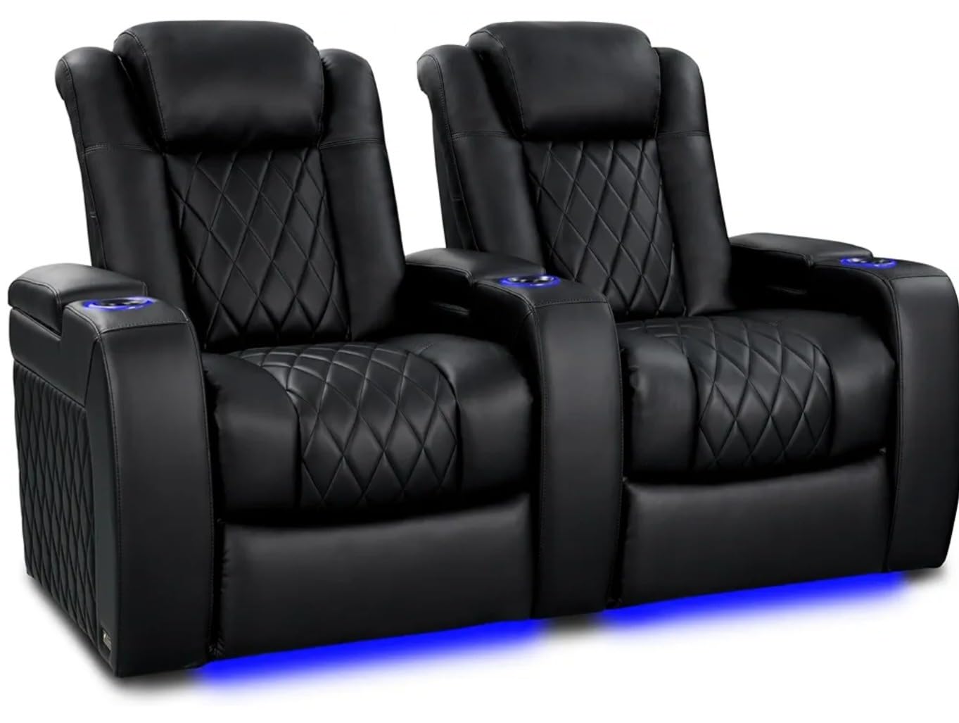 Valencia Tuscany Heat & Massage Edition Home Theater Seating | Premium Top Grain Italian 11000 Nappa Leather, Power Recliner, Power Lumbar & Headrest, LED Lighting (Row of 2, Black) customer photo 1