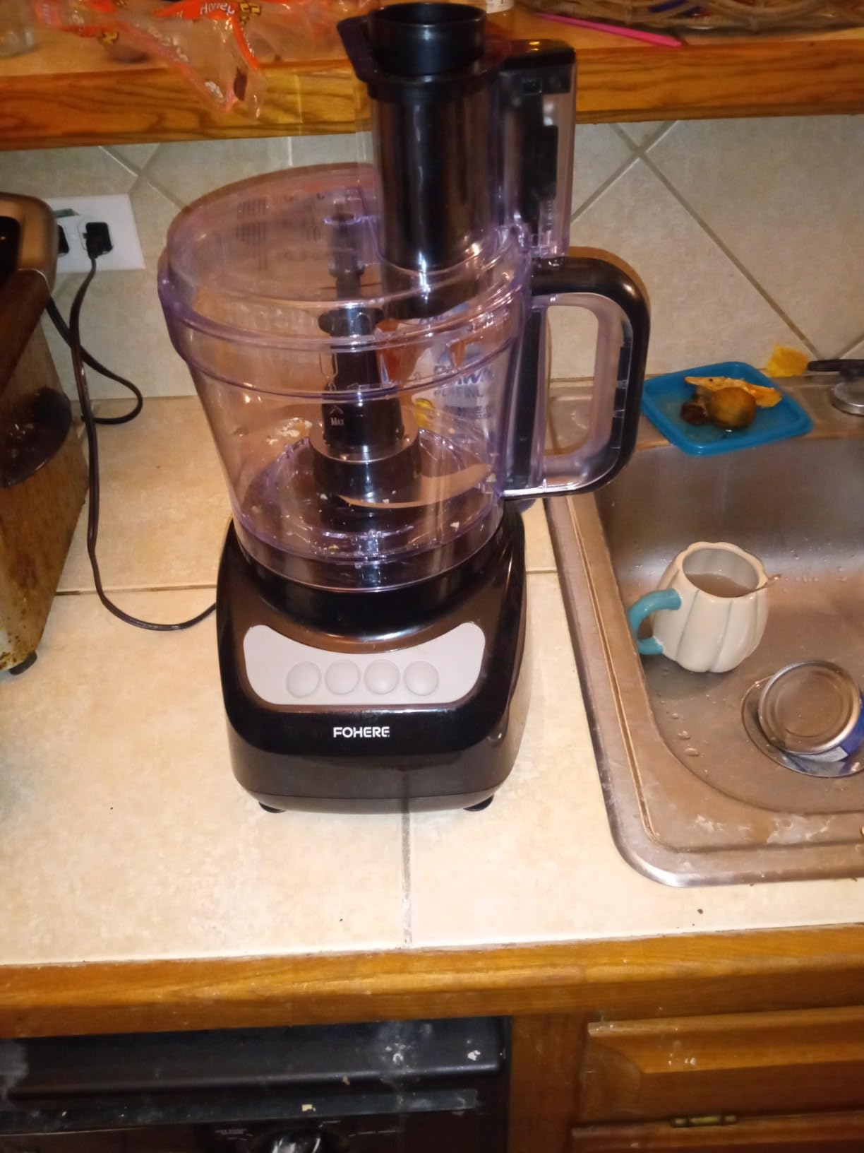 FOHERE Food Processor, 12 Cup, 2-in-1 Feed Chute Food Chopper & Meat Grinder, 500 Watt Motor, BPA Free, Stainless Steel, Procesador de Alimentos for Mincing, Dicing, Shredding, Puree & Kneading Dough customer photo 2