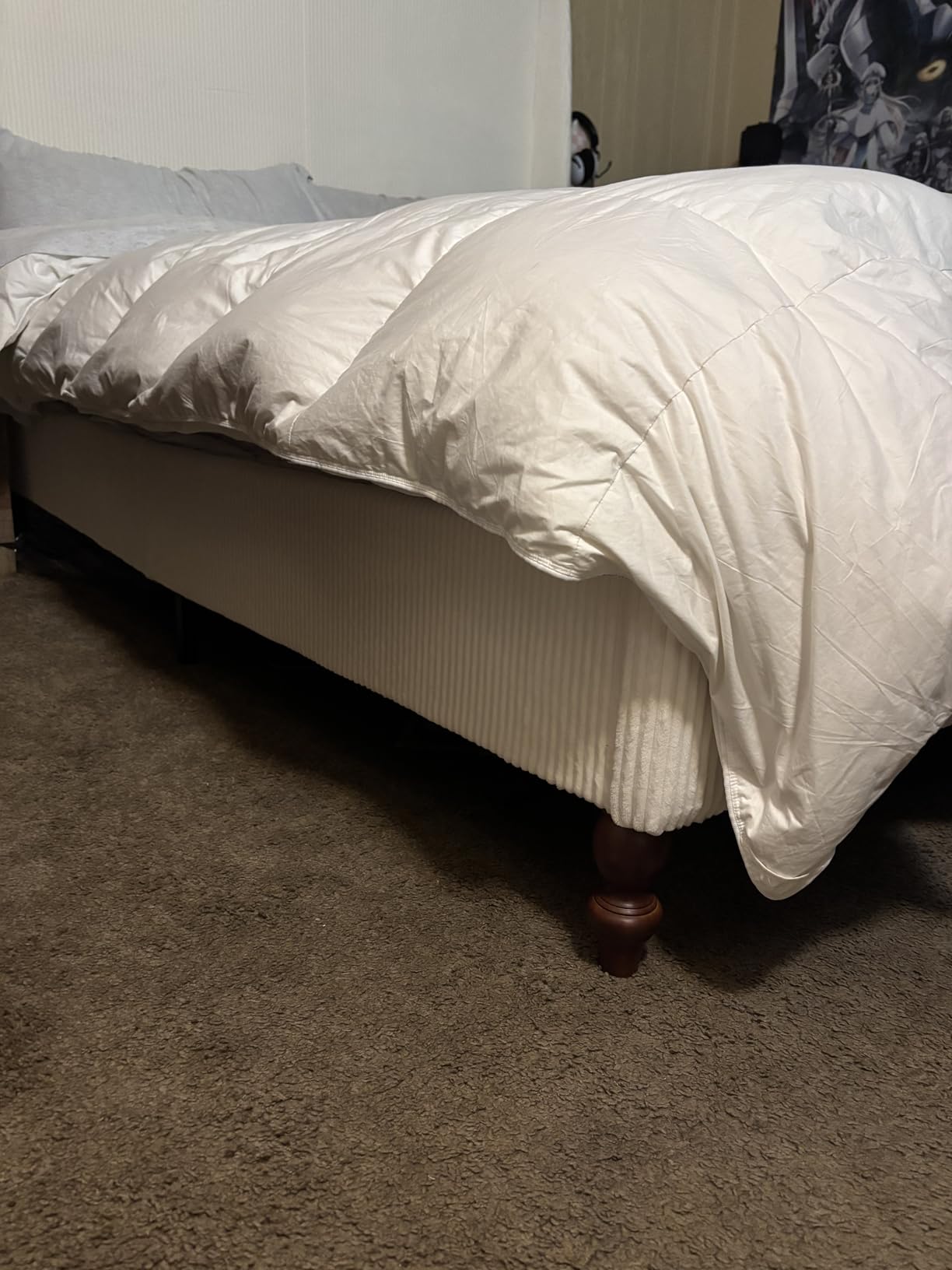 Three Geese Pinch Pleat Waterfowl Feathers and Down Comforter Queen Size Duvet Insert, 1200TC 100% Cotton Fabric, Premium All Seasons BlackGrey Warm Hotel Comforter with 8 Tabs customer photo 1