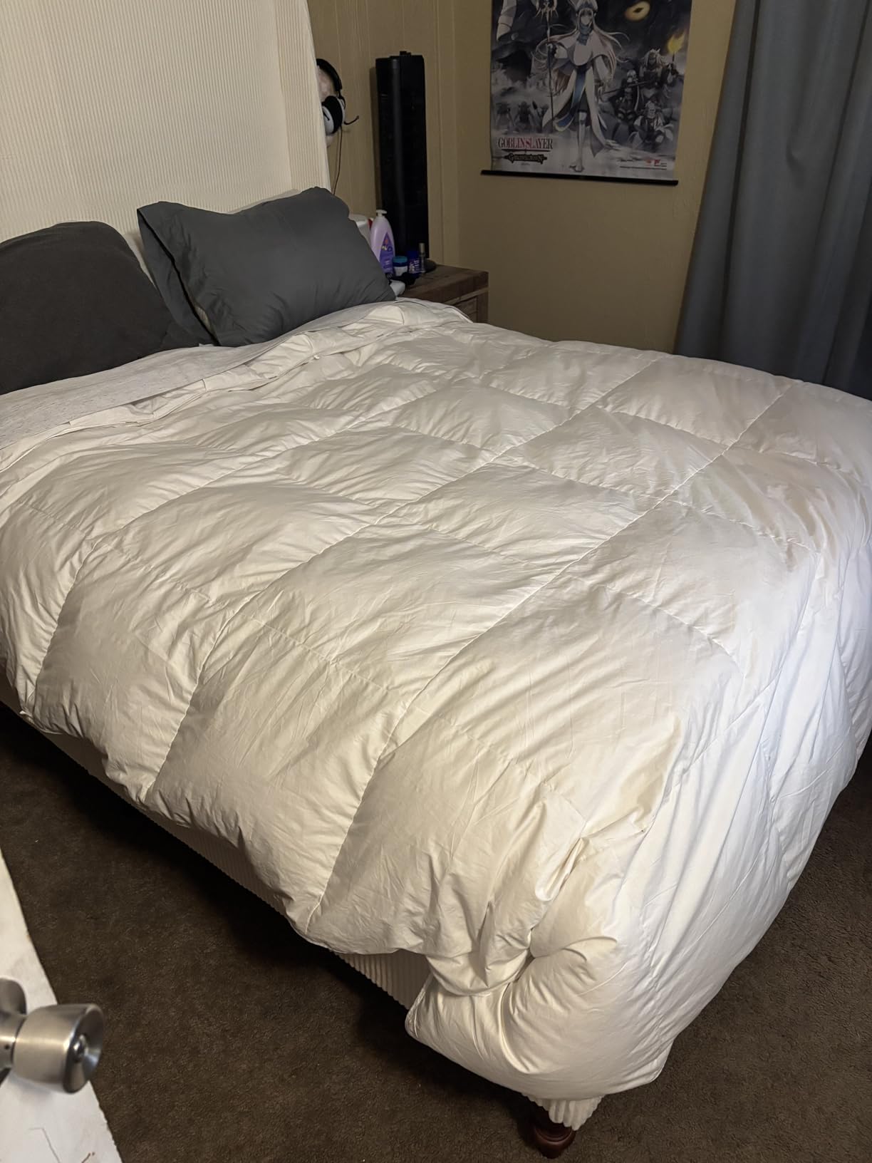 Three Geese Pinch Pleat Waterfowl Feathers and Down Comforter Queen Size Duvet Insert, 1200TC 100% Cotton Fabric, Premium All Seasons BlackGrey Warm Hotel Comforter with 8 Tabs customer photo 2