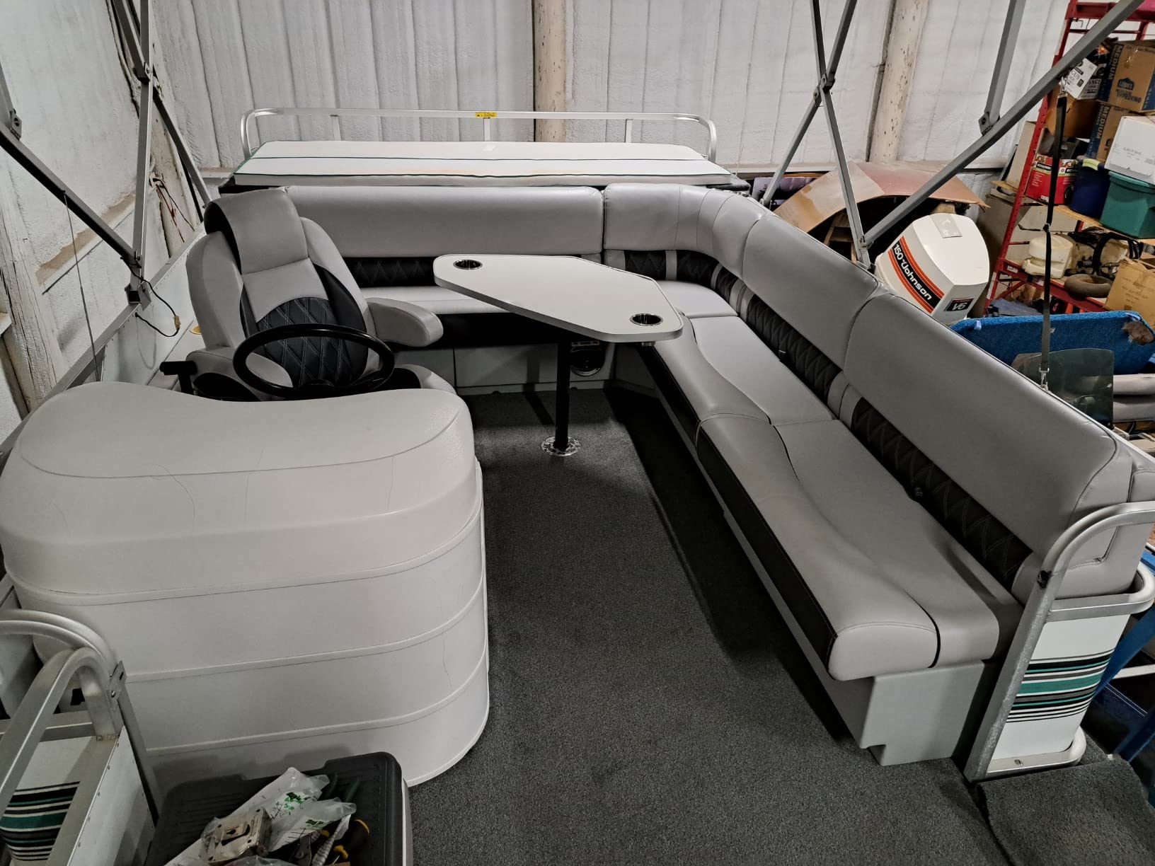 DeckMate Luxury Reclining Pontoon Captain's Chair - Gray and Charcoal customer photo 2