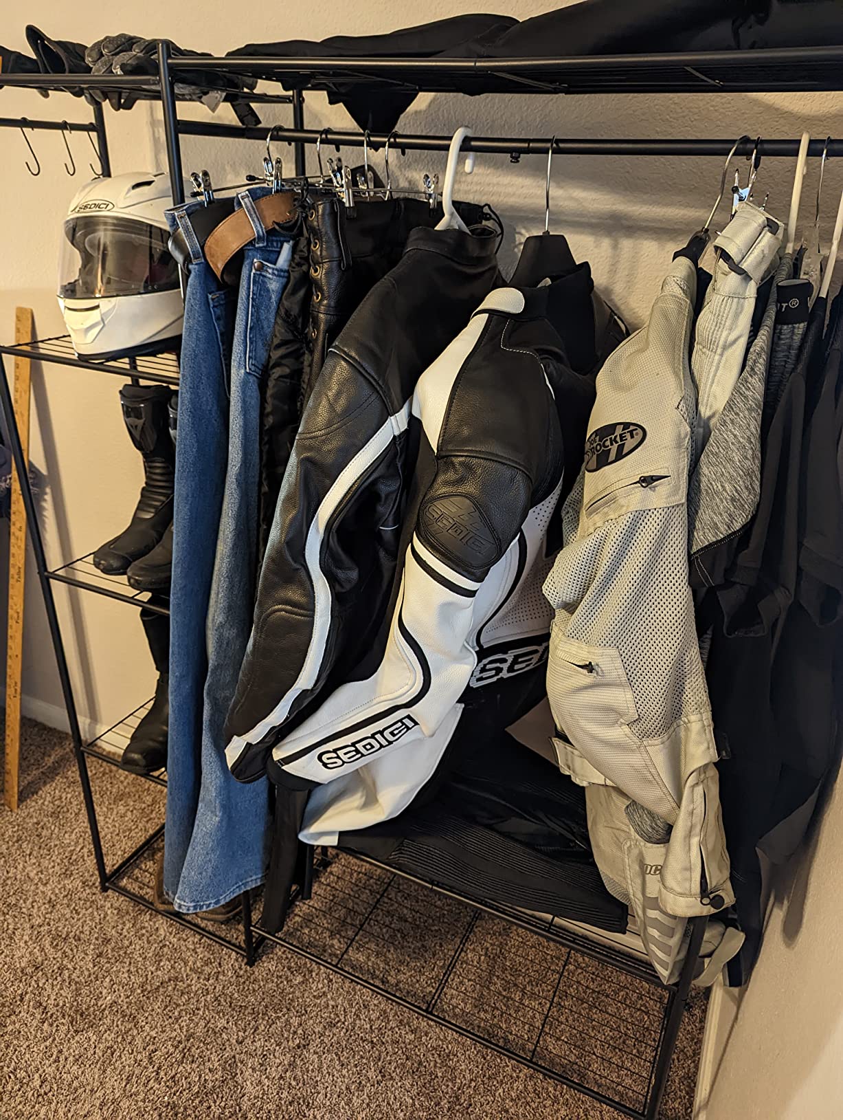 Neprock Wardrobe Closet, Portable Clothing Rack for Hanging Clothes, Free Standing Closet Organizers and Storage System with 4 Tiers Shelves for Cloakroom Bedroom, Black customer photo 1