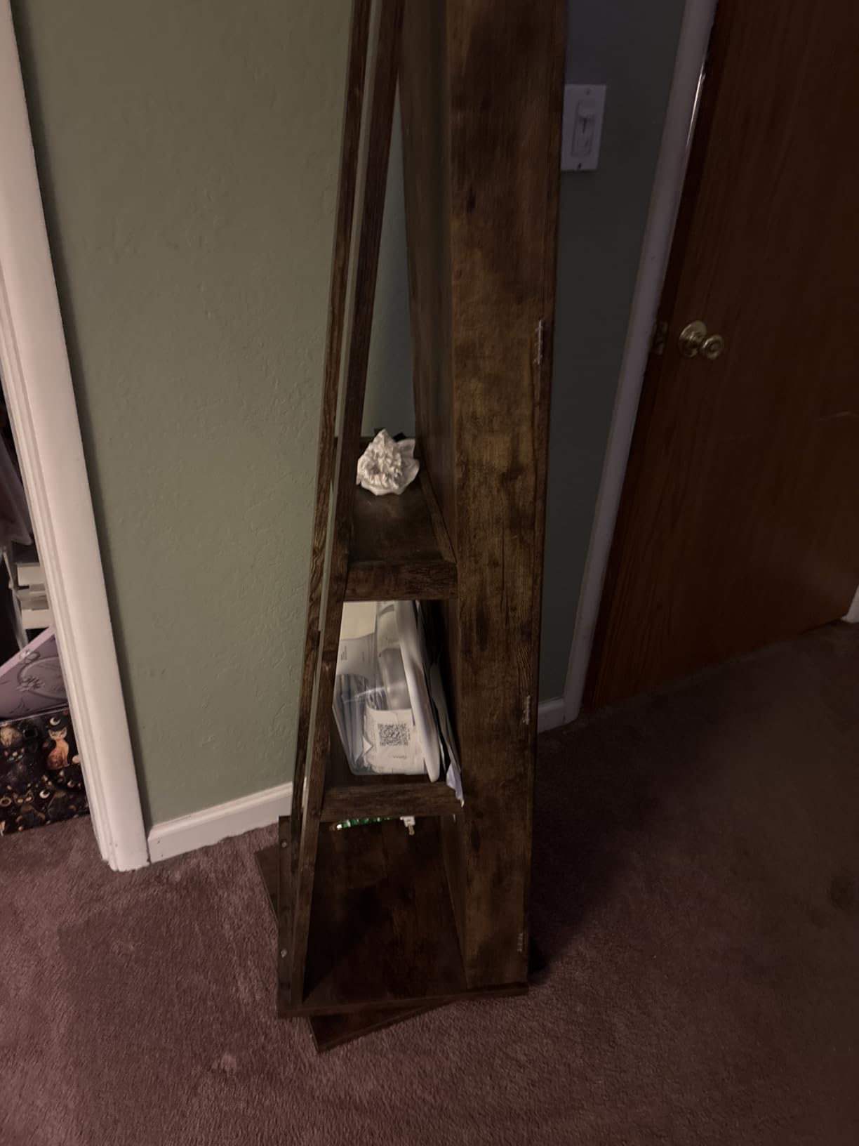 SONGMICS LED Cabinet Standing, Lockable Jewelry Armoire with Full-Length Mirror, Space-Saving Jewelry Organizer with Mirror, Bottom Drawer and Shelf, Gift Idea, Rustic Brown UJJC025X01 customer photo 1