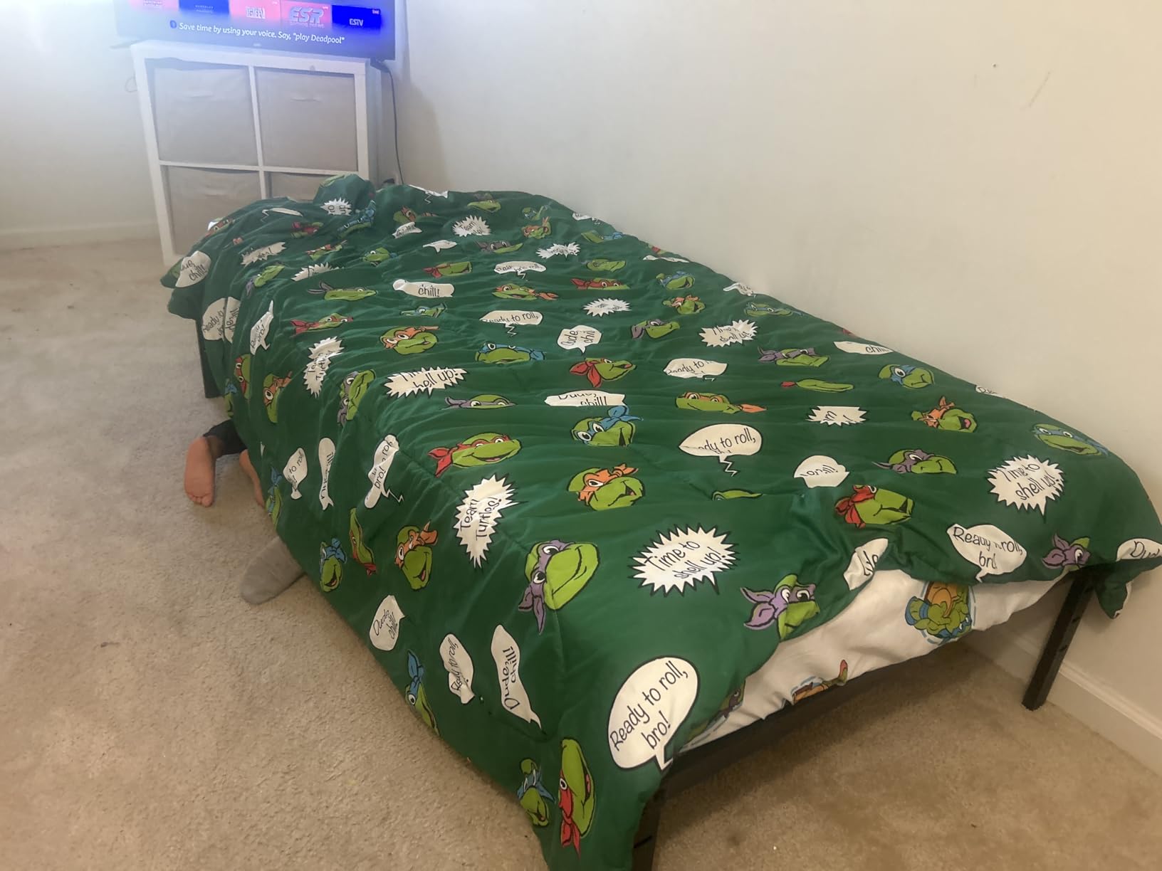 Metal Bed Frame, Queen Size Bed Frame with Storage Space, Heavy Duty Sturdy Mattress Foundation, Easy Assembly, No Box Spring Needed, Black, 14 Inch customer photo 1