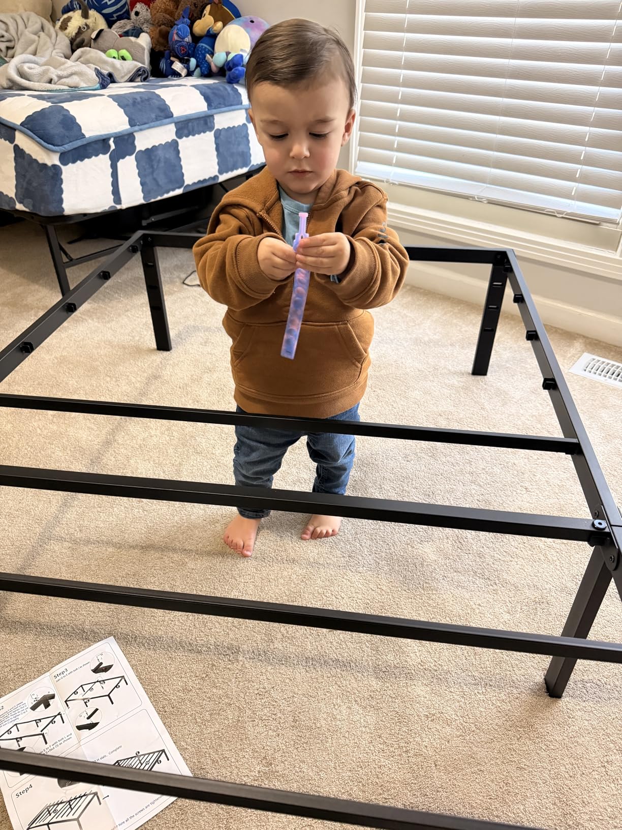 Metal Bed Frame, Queen Size Bed Frame with Storage Space, Heavy Duty Sturdy Mattress Foundation, Easy Assembly, No Box Spring Needed, Black, 14 Inch customer photo 2