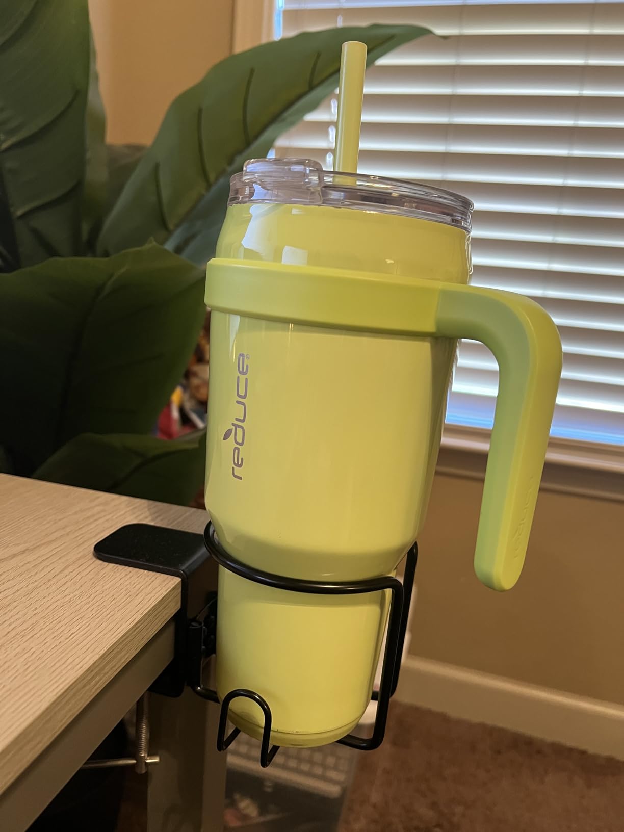 Large Desk Cup Holder, Clip On Table Cup Holder, Anti-Spill Drink Holder for Lawn Chair, Horizontal or Vertical Mount, Pack of 1, Black customer photo 1