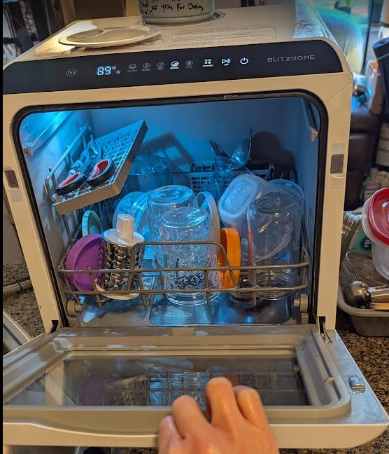 BLITZHOME Portable Dishwasher Countertop, WIFI Smart Dishwasher, Compact Dishwashers with 5L Built-in Water Tank, 6 Programs, 360 Dual Spray, High-Temp & Air-Dry Function, Fruit Cleaning customer photo 1