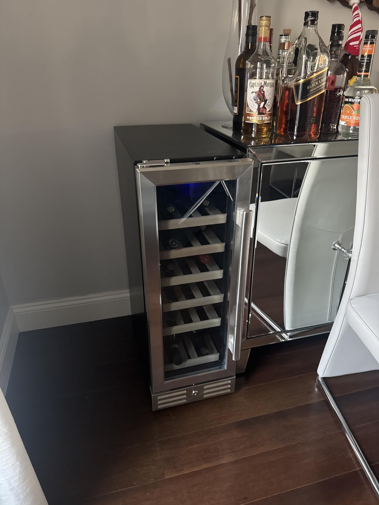 Kalamera 24 inch Wine Cooler, 37 Bottle - Dual Zone Built-in or Freestanding Fridge with Stainless Steel Reversible Glass Door, for Home, Kitchen or Office customer photo 1