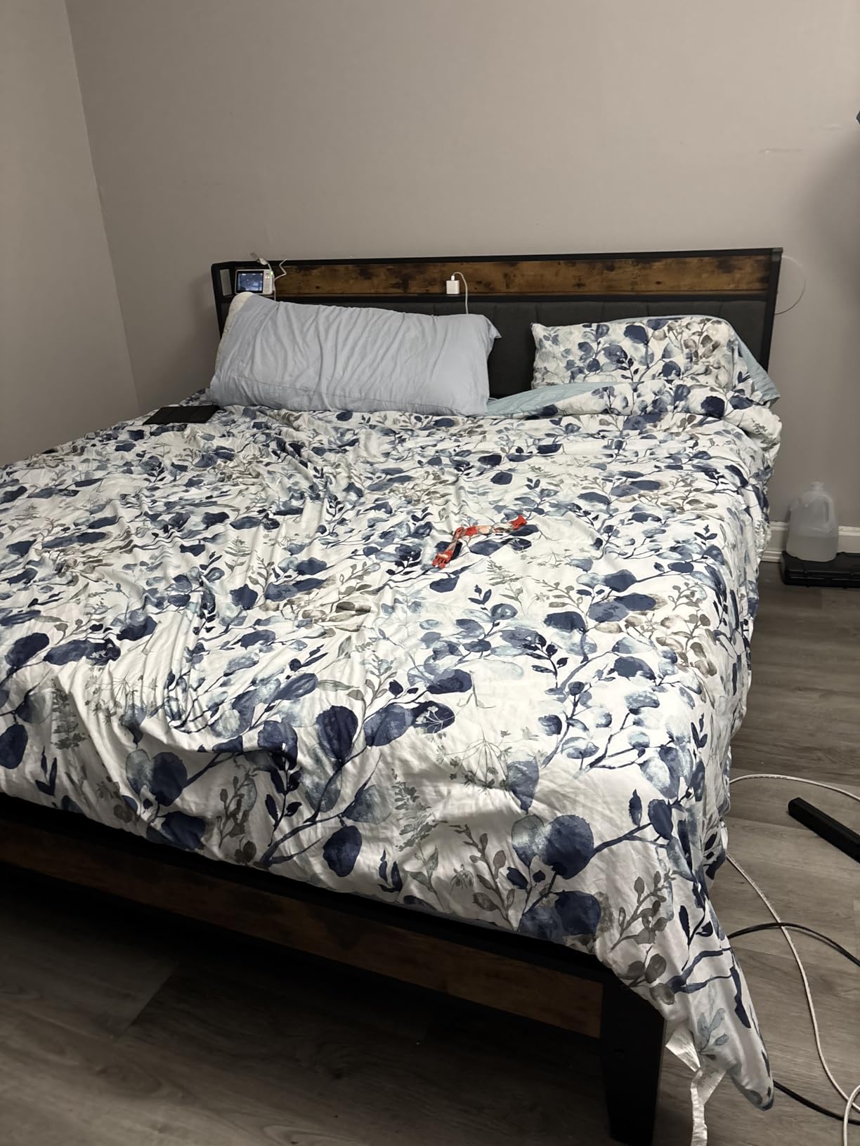 LIKIMIO King Size Bed Frame, Storage Headboard with Charging Station, Solid and Stable, Noise Free, No Box Spring Needed, Easy Assembly customer photo 2