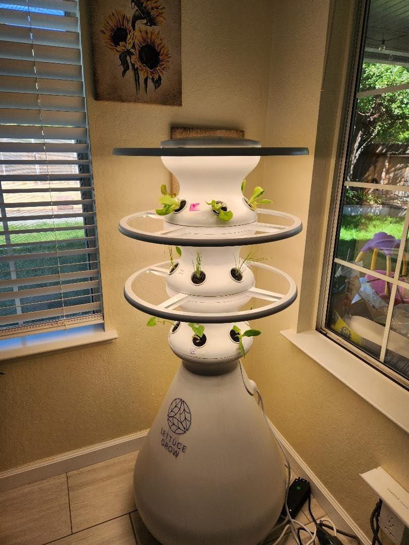 Lettuce Grow Farmstand Starter Kit with Glow Rings + 30 Seedling Credits | 5 ft Vertical Hydroponic Garden Tower | Self-Watering Family Growing System for Vegetables, Herbs & Greens customer photo 2