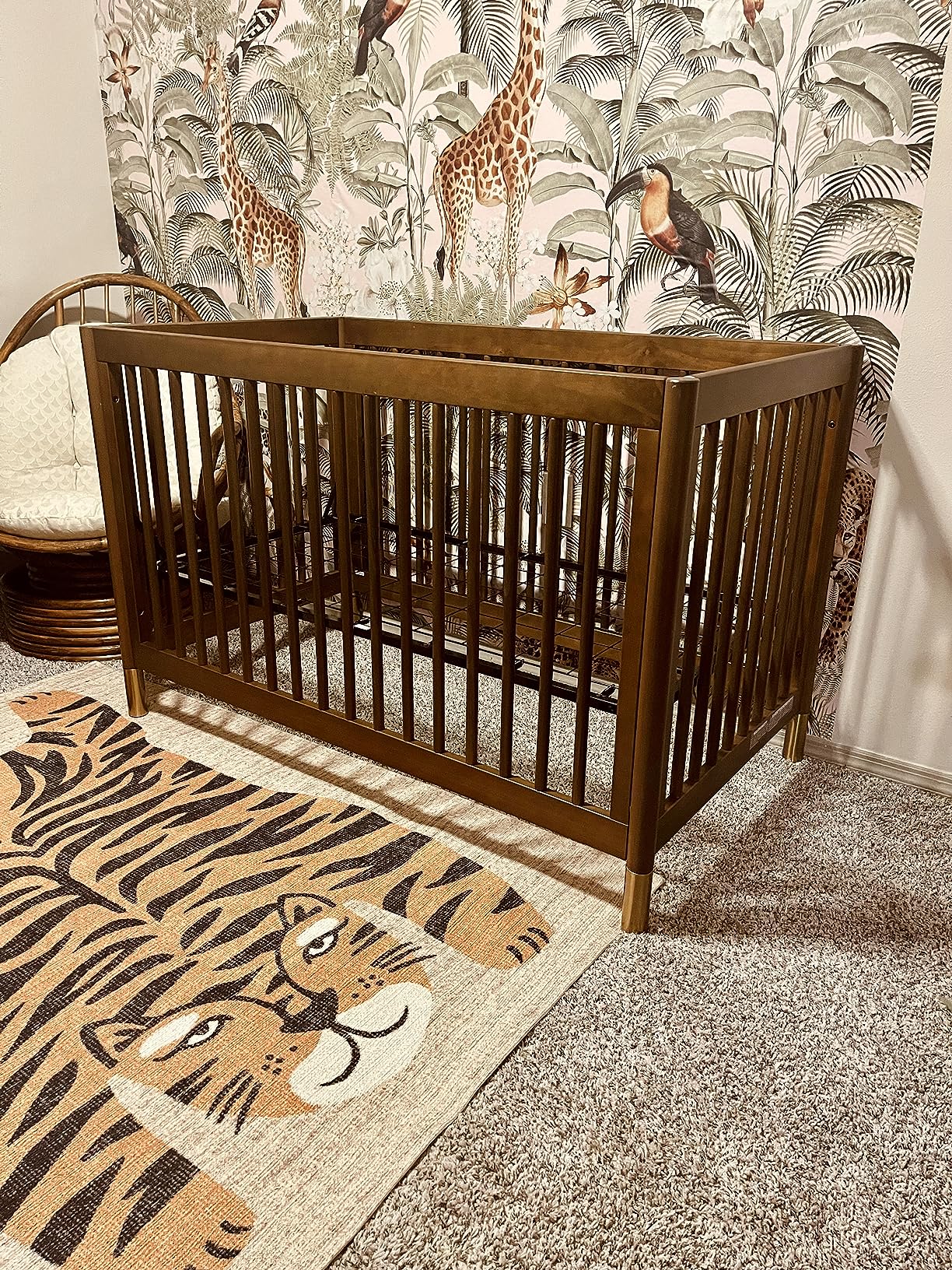 Gelato 4-in-1 Baby Crib Convertible to Wooden Toddler Bed, Daybed & Full-Size Bed - GREENGUARD Gold Certified - Made of 100% Solid Wood - Includes Toddler Conversion Kit - Natural Walnut customer photo 1