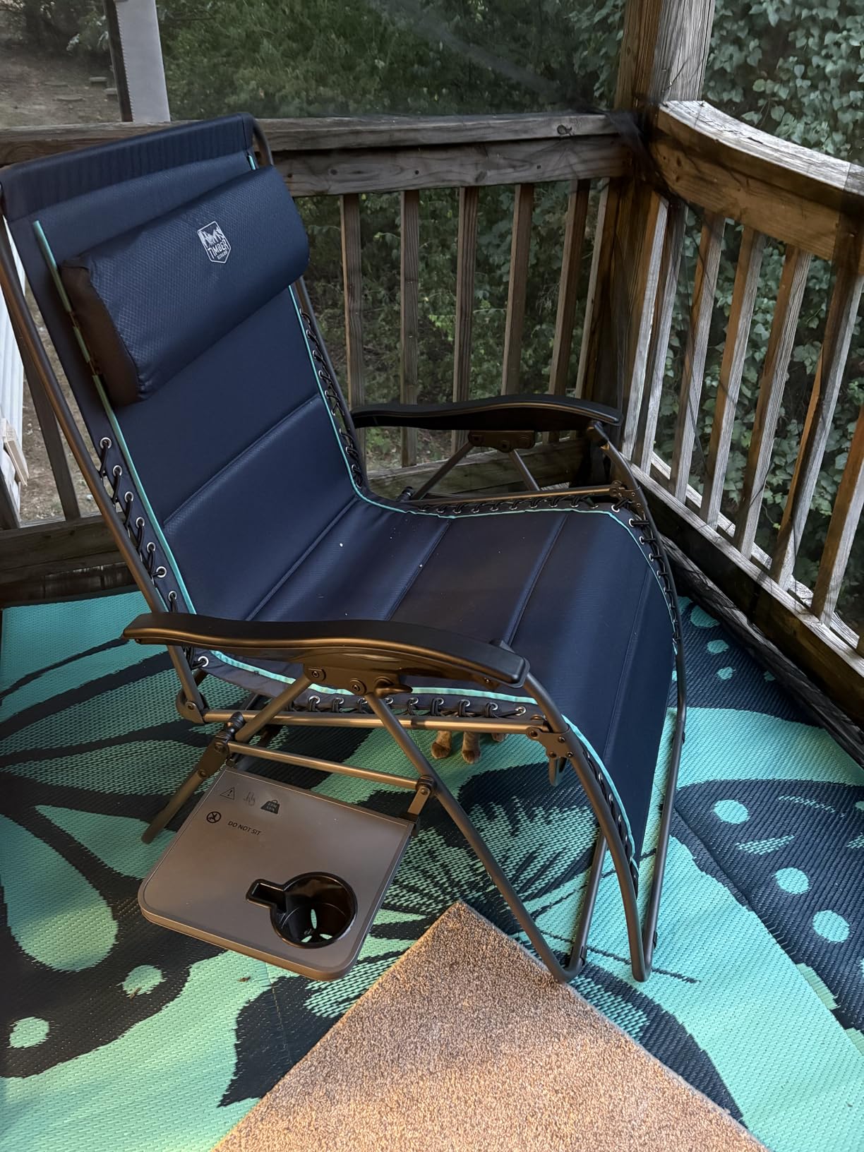 Timber Ridge Oversized Zero Gravity Chair, 33In Wide XXL Zero Gravity Reclining Chair with Side Table, Full Padded Lounge Chair for Outdoor Camping Patio Lawn, Heavy Duty Supports 500lbs, Blue-1 Pack customer photo 1