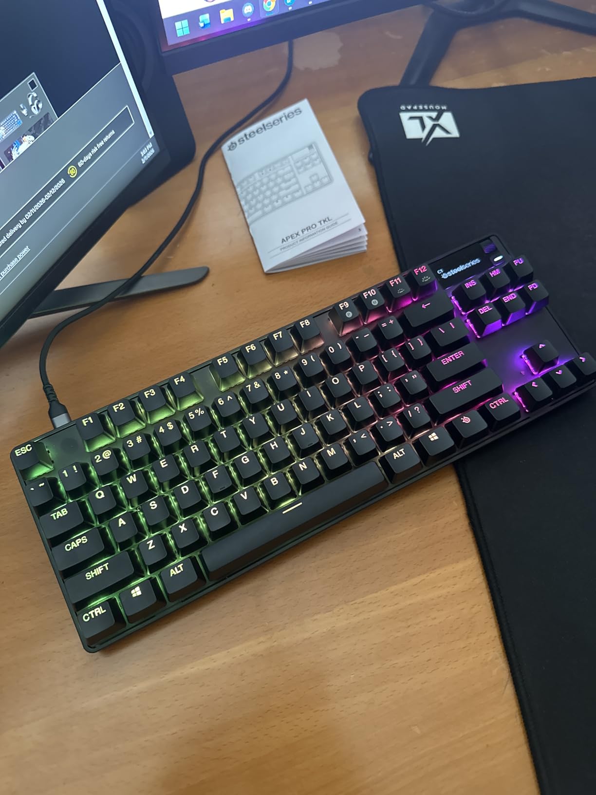 SteelSeries Apex Pro TKL Wireless HyperMagnetic Gaming Keyboard - Esports Tenkeyless - OLED Screen - Adjustable Actuation - PBT Keycaps - Bluetooth - 2.4GHz - USB-C customer photo 1