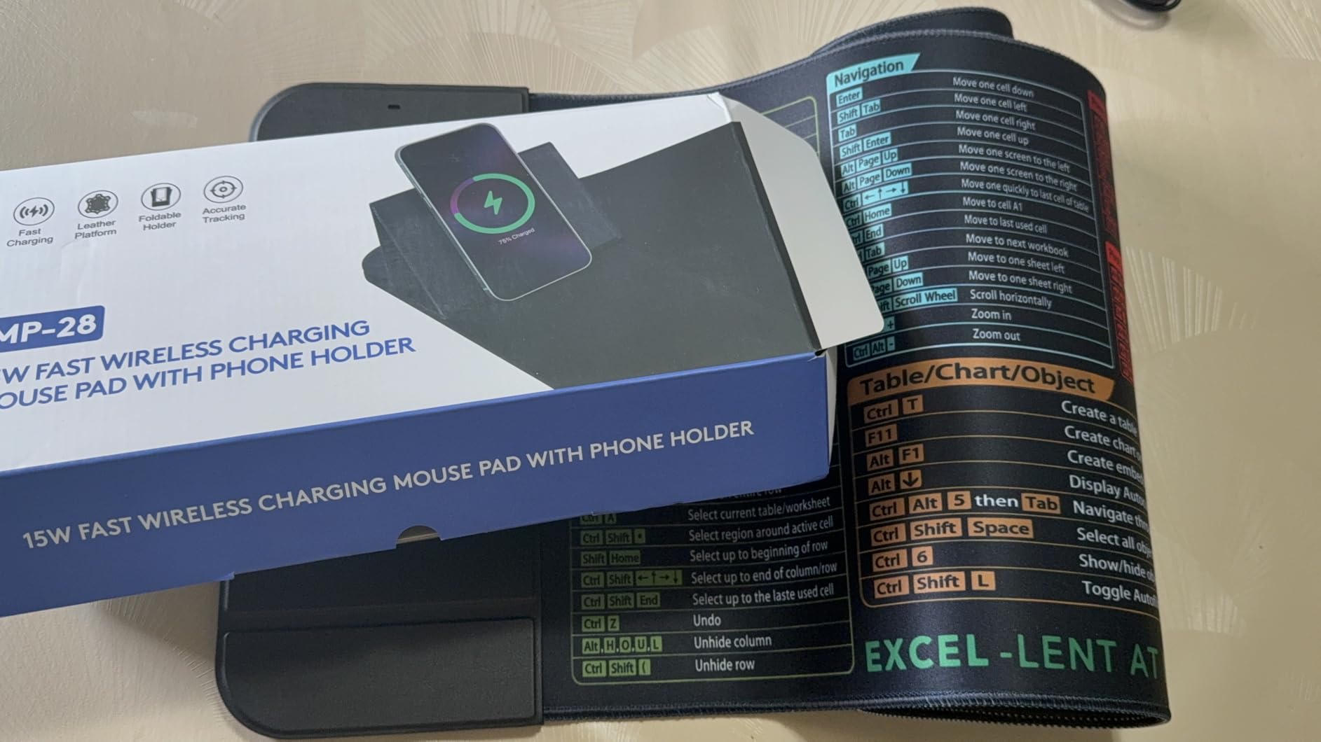 Wireless Charging Mouse Pad with Phone Holder Gaming Mousepad Desk Mat 15W Qi Fast Charging Pad Ultra-Smooth Surface Non-Slip Extended Premium Black Computer Keyboard Mat for MacBook PC Laptop customer photo 2