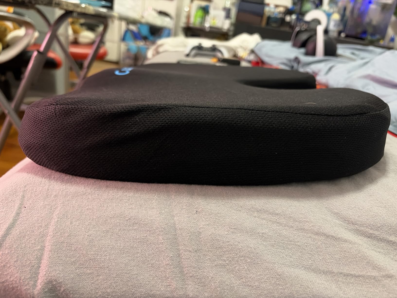 Office Chair Seat Cushion, Cooling Gel Enhanced Memory Foam Cushion for Long Sitting - Back, Sciatica, Coccyx, Tailbone Pain Relief Pillow - for Office, Gaming, Car, Wheelchair - Black, Large customer photo 2